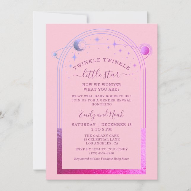 Babyskor för Rosa Lila Sol Måne Stars babykläder Inbjudningar (Framsida)