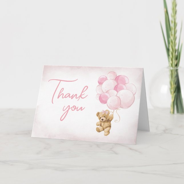 Babyskor för rosa Nalle Tack Kort (Framsida)