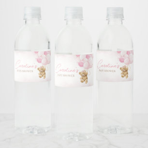 Babyskor för rosa Nalle Vattenflaskor Etikett