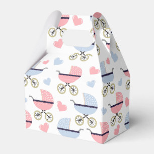 Babyskor för Rosa och blå Pram Mönster Presentaskar