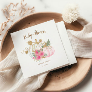 Babyskor för rosa och Guld Pumpkin-Blommigt Pappersservett
