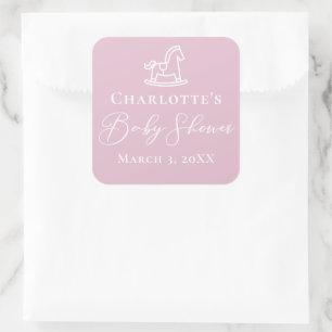 Babyskor för Rosa Rocking Horse Fyrkantigt Klistermärke