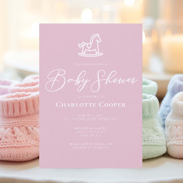 Babyskor för Rosa Rocking Horse Inbjudningar