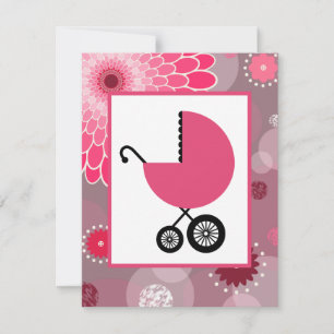 Babyskor för Rosa - transportpunkter och blommor Inbjudningar