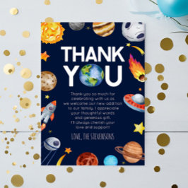 Babyskor för rymden i rymdskeppsplanet tack kort