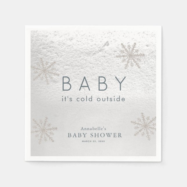 Babyskor för silver Snöflingor Pappersservett (Framsidan)