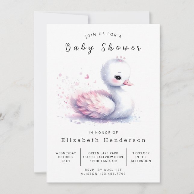 Babyskor för Sjö Digital Svan Inbjudningar (Framsida)