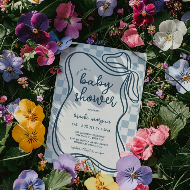 Babyskor för små limpor inbjudningar (Preppy Whimsical Boys Baby Shower Invite)