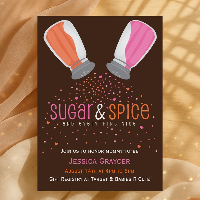 Babyskor för socker och spice Shakers Inbjudningar (Sugar and Spice Shakers Baby Shower Invitation
)