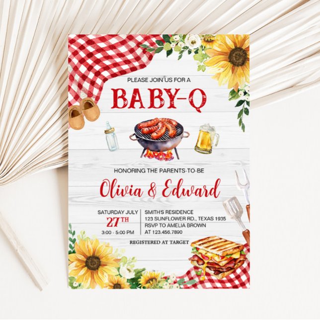 Babyskor för solros BBQ Inbjudningar (Backyard Picnic Baby Shower Invitation)