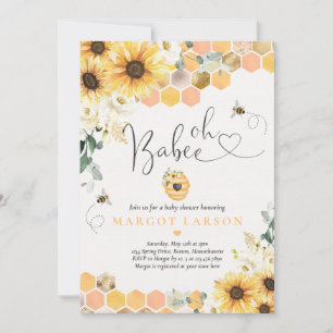 Babyskor för solrosbin Oh Babee Baby Shower Inbjudningar