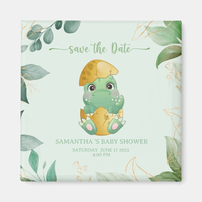 Babyskor för spädbarn i Cute Grönt Dinosaur Boys Magnet (Framsidan)