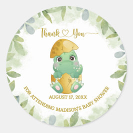 Babyskor för spädbarn i Cute Grönt Dinosaur Boys Runt Klistermärke