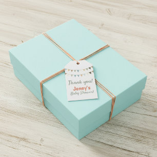 Babyskor för Tack för pastellbuntning Presentetikett