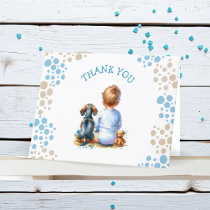 Babyskor för tack och Dachshund Puppy Kort