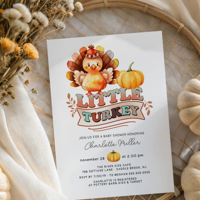 Babyskor för Thanksgiving i Cute Turkey Inbjudningar (Skapare uppladdad)