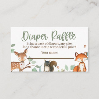 Babyskor för trädbeklädnadsdjur Diaper Raffle Card Tilläggskort