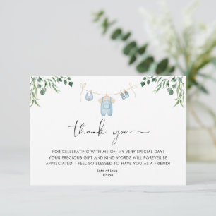 Babyskor för tvätt Blue Greenery Baby Shower Tack Kort