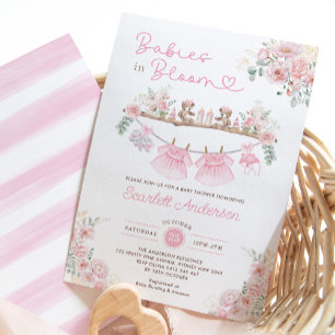Babyskor för Twin Girl Barnkläders Rosa Blommigt Inbjudningar