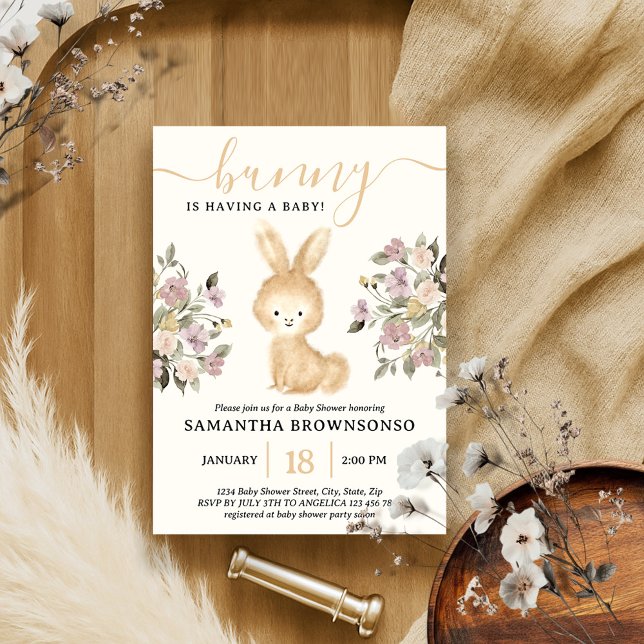 Babyskor för vår Blommigt Bunny Baby Shower Inbjudningar (Skapare uppladdad)