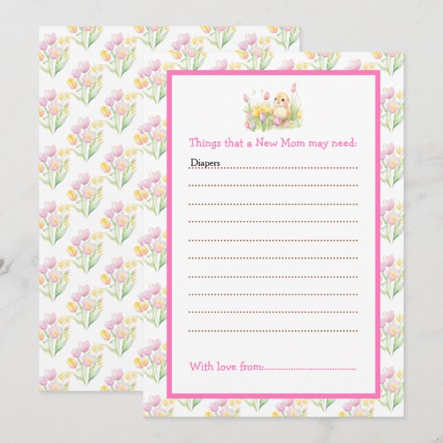 Babyskor för Vår Chick Inbjudningar (Fram/baksida)