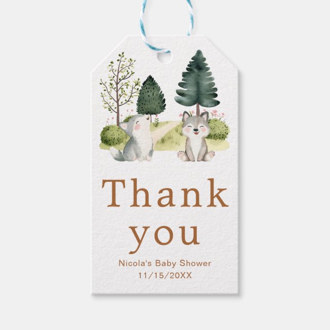 Babyskor för Varg av trädland Presentetikett (Framsidan)