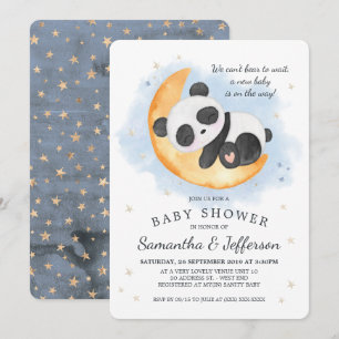 Babyskor för vattenfärgspanda Panda Baby Shower Inbjudningar