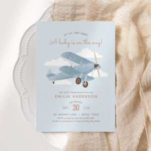 Babyskor för vintage resor-flygplan inbjudningar