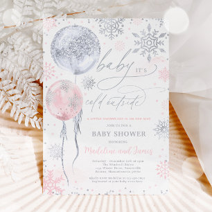 Babyskor för vinterskodon Rosa Silver Snowflake Inbjudningar