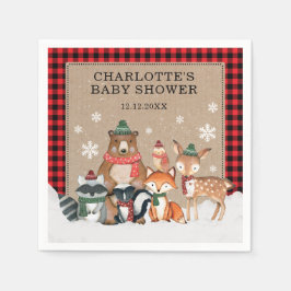 Babyskor för vinterträdsdjur 1:a födelsedag pappersservett
