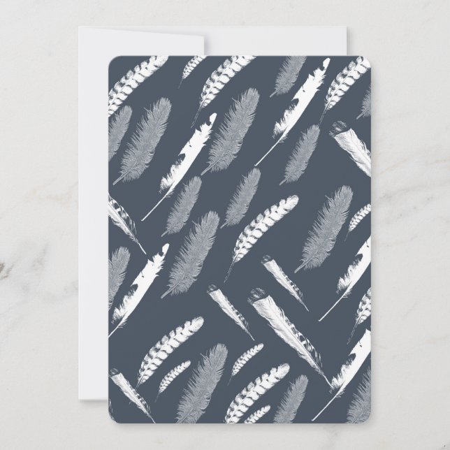 Babyskor för vit sjöfjäder inbjudningar (Framsida)