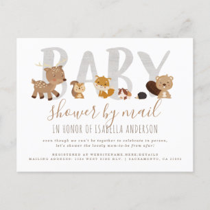 Babyskor för Whimsical Woodland Animals per post Inbjudan Vykort