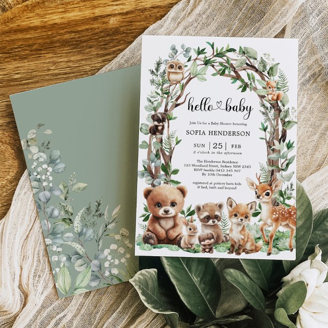 Babyskor för Whimsique Woodland Forest Animals Inbjudningar (Skapare uppladdad)