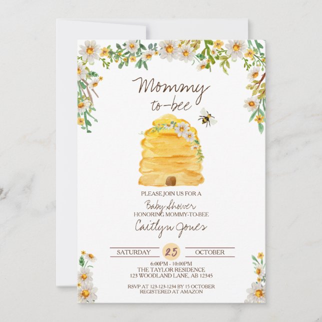 Babyskor från mamma till bi inbjudningar (Framsida)