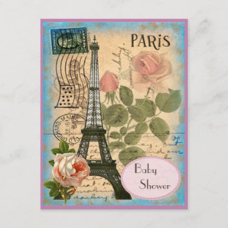 Babyskor från Shabby chic Paris Eiffel Torn & Roso Inbjudningar