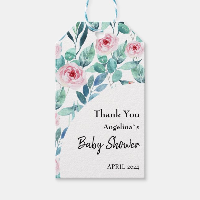 Babyskor Gift-Märkre med söt vattenfärgsdesign. Presentetikett (Framsidan)