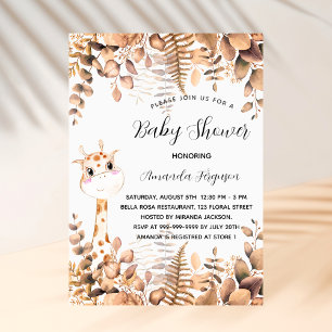 Babyskor giraffe eucalyptus djungellyxur inbjudningar
