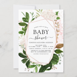 Babyskor Greenery Botanical Geometric Elegant Inbjudningar