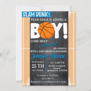 Babyskor i Slam dunk, personligt baskettema Inbjudningar