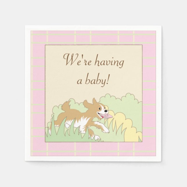 Babyskor - Kockstjärtsknikor/Rosa Bygger en dusch Pappersservett (Framsidan)