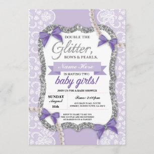 Babyskor Lila Glitter Bow Twillingars Girls Inbjud Inbjudningar