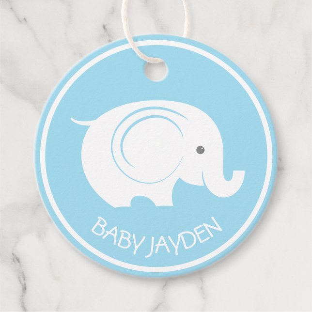 Babyskor Märkre med Elephant for Boy Gåvor Etiketter (Framsida)