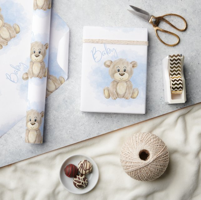 Babyskor med blå Pojke Presentpapper (Hantverk)