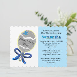 Babyskor med blå stjärna Silver Inbjudningar