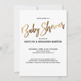 Babyskor med enkel Guld-typgrafi Inbjudningar