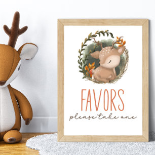 Babyskor med hjort för träsklippning poster