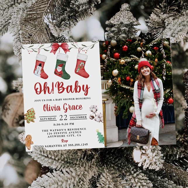 Babyskor med julsockel Party Foton Inbjudningar (Skapare uppladdad)