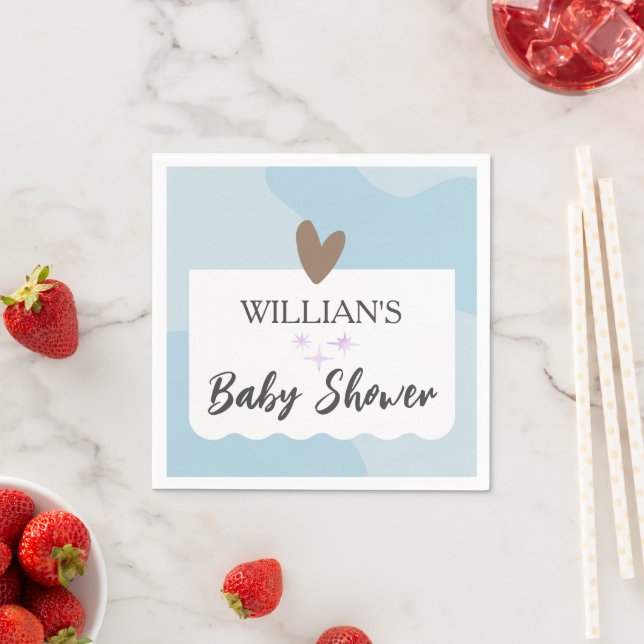 Babyskor med modern ljusblå, liten stjärna pappersservett (Insitu)