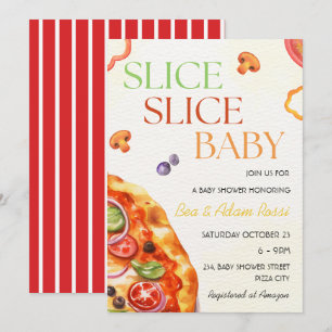 Babyskor med pizza-segmentssegmentet Baby Inbjudningar