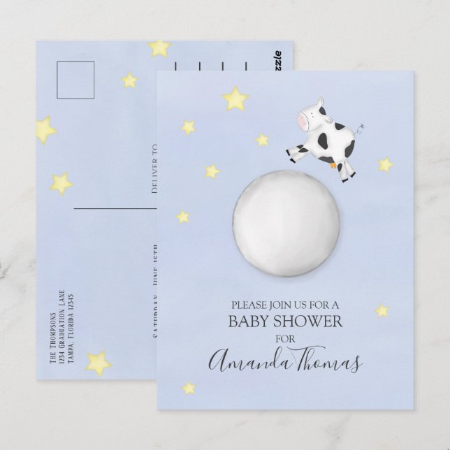 Babyskor Modern vattenfärgsfärg Kow som snubblas ö Vykort (Fram/baksida)